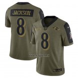 Maglia NFL Limited Baltimore Ravens Lamar Jackson 2021 Salute To Service Verde