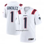 Maglia NFL Game New England Patriots Christian Gonzalez 2023 NFL Draft First Round Pick Bianco